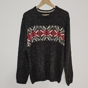 David Taylor Collection Sweater Mens XL Nordic Fair Isle Oversized Warm Red Gray